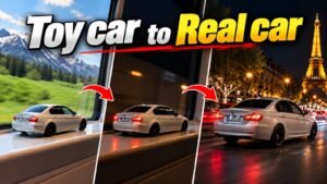 Toy Car To Real Car Transition Prompt